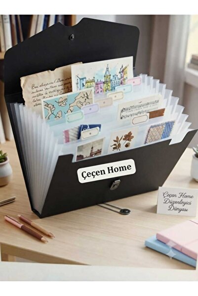 ÇEÇEN HOME منظم مستندات A4 ذو 12 قسمًا، منظم مستندات محمول أنيق من البلاستيك،...