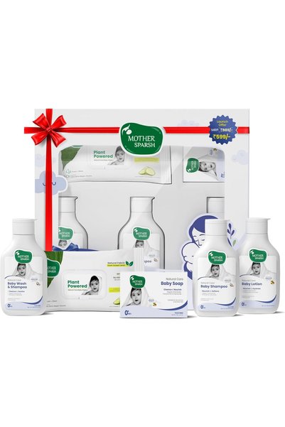 Mother Sparsh Natural Care Gift Set for Babies | Baby Gift Box of 5 | Baby Wi...