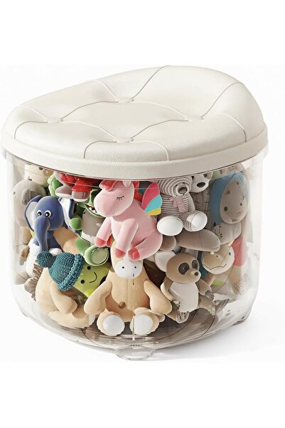 GENERAL Transparent Storage Ottoman Foot Stool with Plastic storage for Livin...