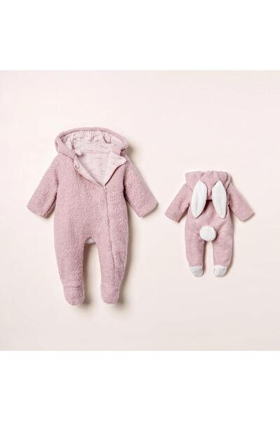 Nipperland Unisex Fermuarlı Astarlı Kulaklı Ponponlu Tavşan Tulum