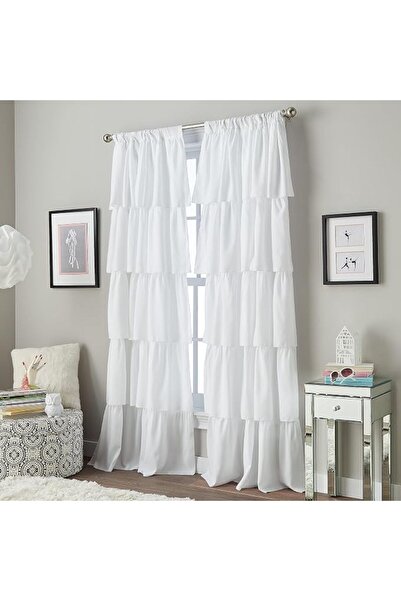 Curtainworks ستارة مزينة بكشكشة، 84 بوصة، بيضاء، 1Q82460GWT
