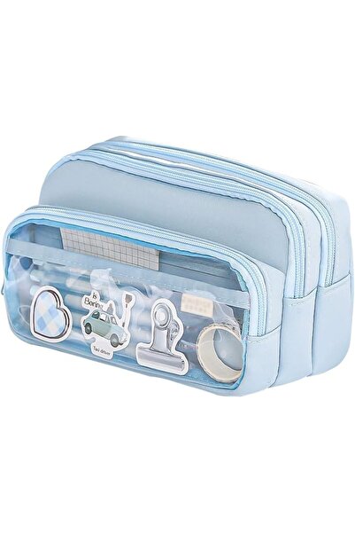 SYOSI Pencil Case, 4 Compartments Organizer, Large Capacity Storage, Smooth Z...