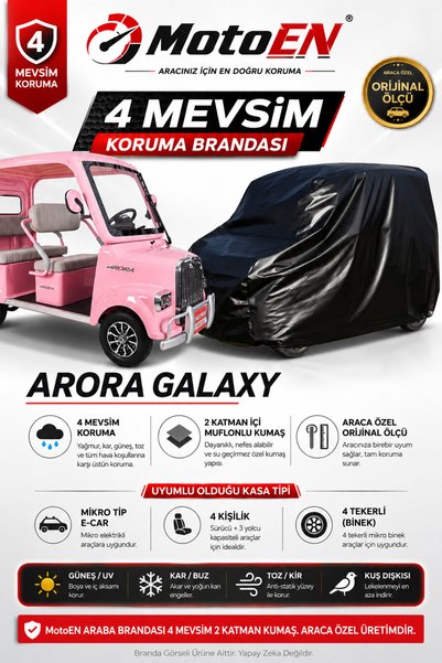 MotoEN ARORA GALAXY Nostalji Elektrikli Araba Brandası SİYAH 4 Teker Motor Br...