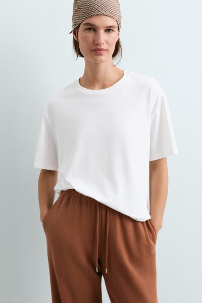 Oysho Pamuk karışımlı kısa kollu boxy t-shirt