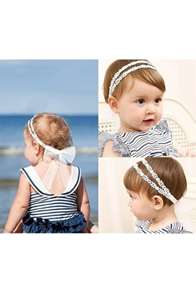 GENERAL XTENNA 4 Pcs Baby Girl Super Elastic Headband, Cotton Lace Toddler Ha...