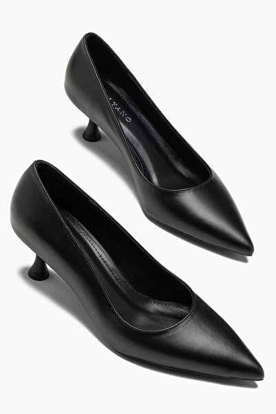 Austin Hakiki Deri Siyah Cilt 5 cm Kadın Stiletto