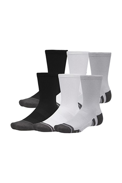 Under Armour Tech 6 Pack Socks Black White Gray