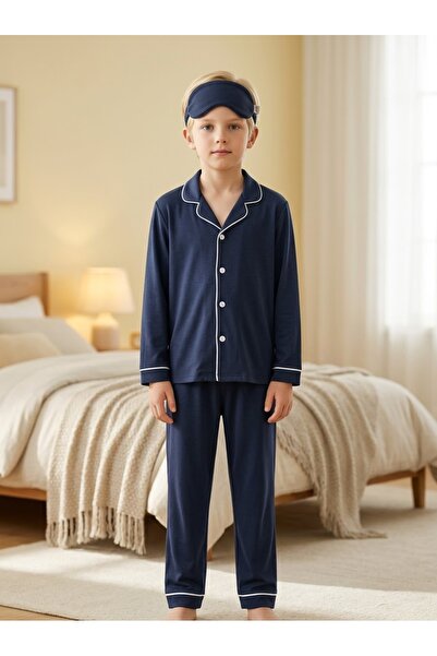 Enie Unisex Children's Anthracite Color Eye Patched Pajama Set