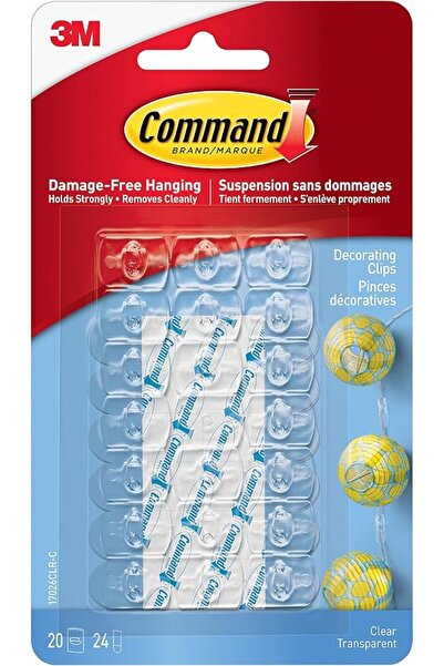 commandos savunma sanayi Command Decorating Clips, Mini, Clear, 20 Clips 24 M...