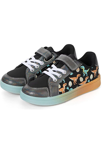 OEM Black Sport Shoes for Kids Made of Canvas, Sneakers with Velcro and Elast...