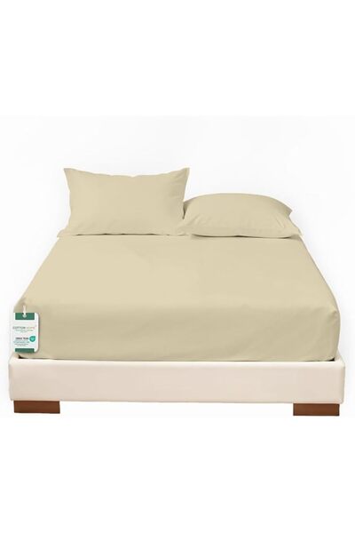 COTTON HOME طقم ملاءات قطنية منزلية من 3 قطع فائقة النعومة بلون بيج مقاس فردي...