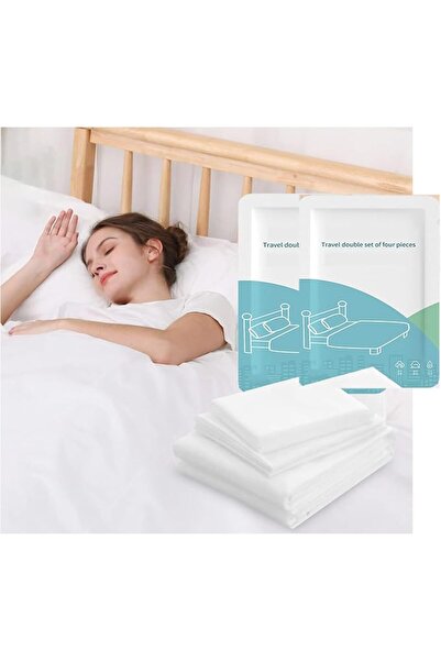 SWIUKPHE 2 Sets Disposable Bedding, 4 Piece Travel Double Sleeping Bag with D...