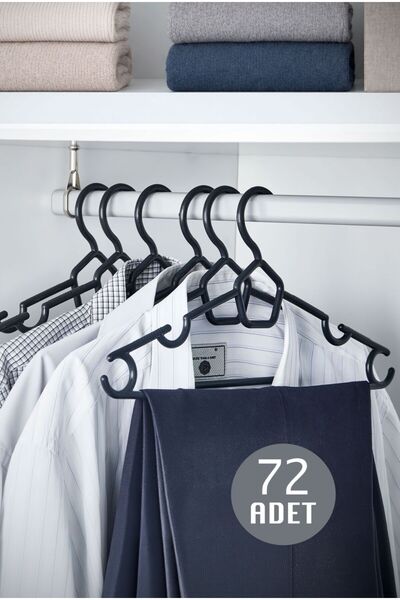 Beray 72 Pieces Black Plastic Clothes Hangers