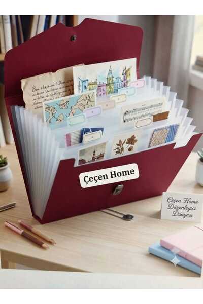 ÇEÇEN HOME منظم مستندات A4 ذو 12 قسمًا، منظم مستندات محمول أنيق من البلاستيك،...