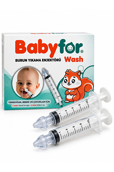 BABYFOR Bebek Burun Yıkama Enjektörü 2'li Nazal Şırınga 2 adet Silikon Uç