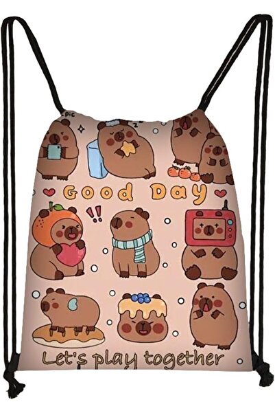 EXCEFORE Capybara Waterproof Polyester Drawstring Bag – Lightweight Gym & Swi...