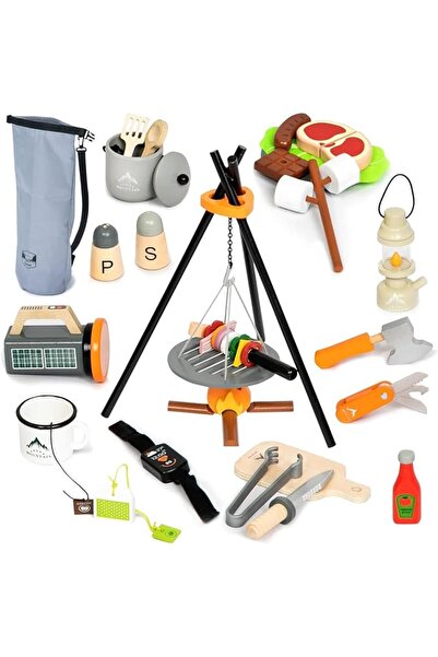 UMUTÜNALFASHİON UMU Wooden Kids Campfire Toy Set, Camping Pretend Activity Ki...