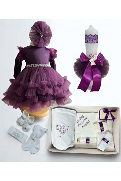 Your Baby Store Set botez complet fetita Amira – mov – maneca lunga, tematica...