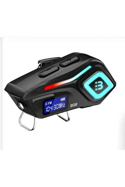 B08 Dijital Ekranlı Motosiklet Kask Kulaklığı – Bluetooth 5.4, 1000 mAh Batarya, El Feneri Modu, FM Radyolu & IP65 Suya Dayanıklı Interkom Kulaklık