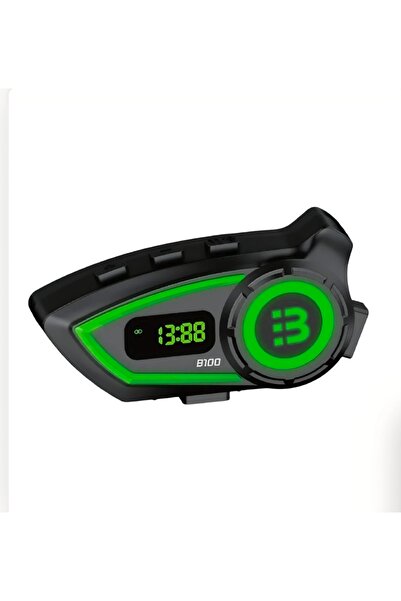 B100 Dijital Ekranlı Motosiklet Kask Kulaklığı Interkom – Bluetooth 6.0, 1000 mAh Batarya, FM Radyo & 3 Renk Ortam Işıklı Kask İçi Kulaklık