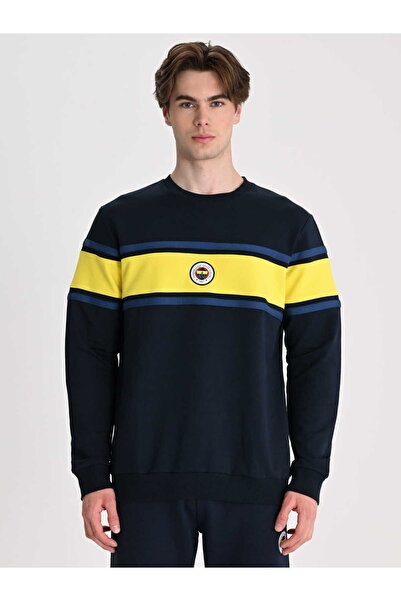 Fenerbahçe Lacivert Tribün Sarı Bantlı Erkek Sweatshirt