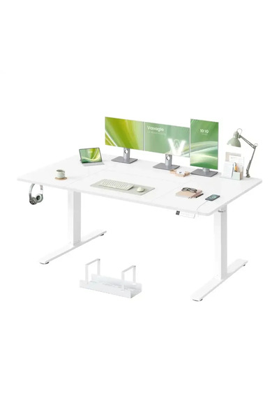 VASAGLE Birou electric reglabil pe înălțime, VASAGLE, 160 x 72-120 x 80 cm, alb