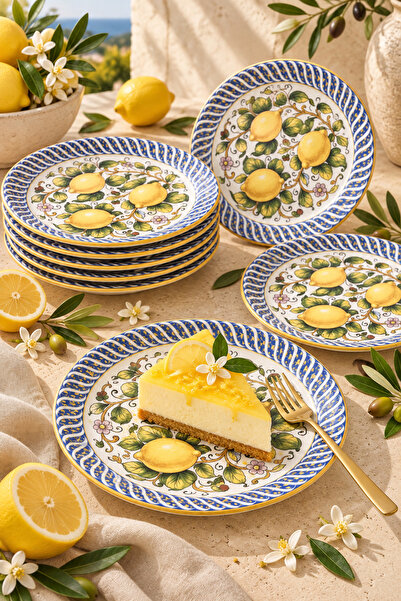 ers erbaşlar Limon Çiçeği 6 Kişilik Pasta Tabağı 20 cm