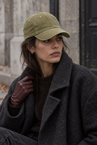 Külah Faded Effect Corduroy Textured Velvet Hat - Olive