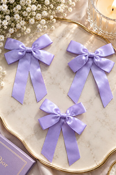 ABİYEKİDS Burgundy Satin Ribbon Hair Clip 3 Pieces Abt001