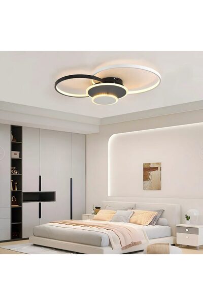 SELEXMO Lustra LED cu telecomanda KILLIAN 80W, 4 Cercuri, lumina Rece/Calda/N...