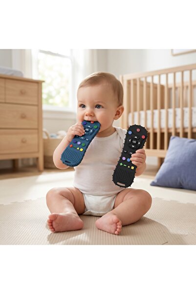 CozyNook قطعتان من عضاضات الأطفال السيليكونية على شكل جهاز تحكم عن بعد، ألعاب...