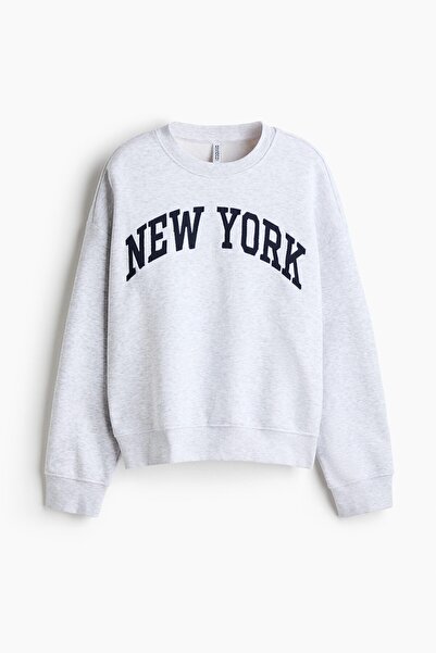 H&M Baskılı Oversize Sweatshirt