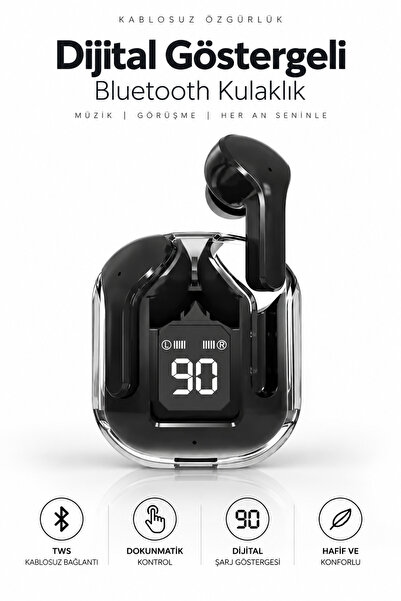 Weskam Dijital Göstergeli Bluetooth Kulaklık TWS Kablosuz Dokunmatik Kulak İç...