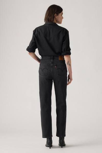 Levi's Ribcage Straight Ankle Loom about Med Indigo Cotton Women's Jeans