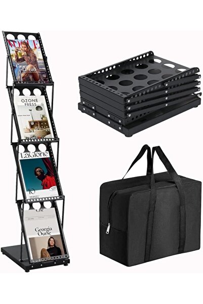 Paporich 4 Layers Brochure Magazine Rack Literature Display Rack with Carryin...