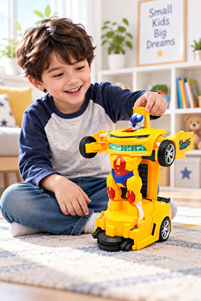 Toy Factory Battery Operated Transforming Robot Car Toy – Automatic Car to Ro...