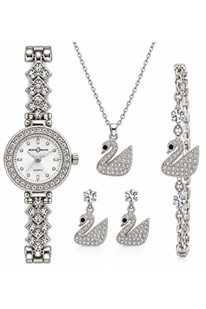 Generic Brand Luxury Swan Design Women's Set - Silver ✨