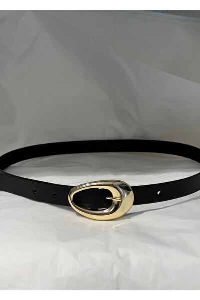 KİLİGİSTANBUL SİYAH&GOLD ENVO KEMER (2 CM DERİ, 3,70 CM TOKA GENİŞLİĞİ)