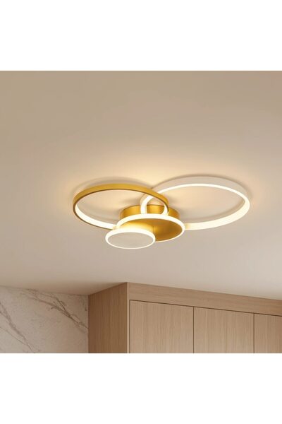 SELEXMO Lustra LED cu telecomanda KILLIAN 80W, 4 Cercuri, lumina Rece/Calda/N...