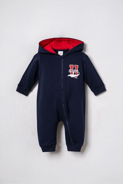 U.S. Polo Assn. 3-18 Months Licensed U.S. Polo Assn. Baby Boy Romper-Navy Blue