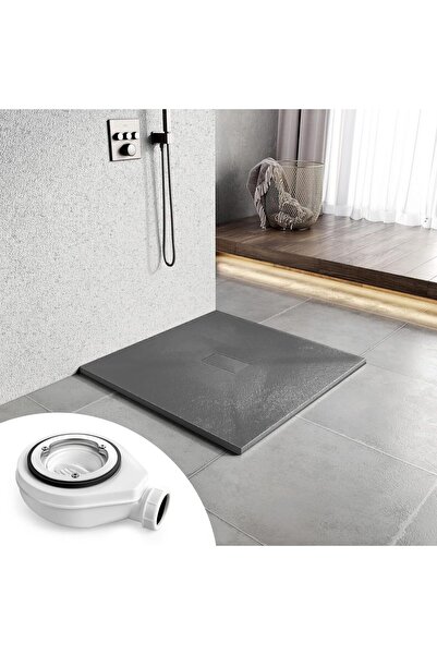 SELEXMO Cadita de dus patrata 90x90 cm, slim 3 cm, gri inchis