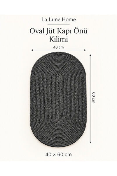 la lune home Oval Jute Door Mat 40X60 cm Knitted Textured Decorative Rug
