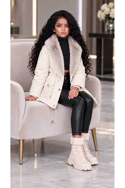UZUN BUTİK Kids Girls' Coat Waterproof Plush Inside
