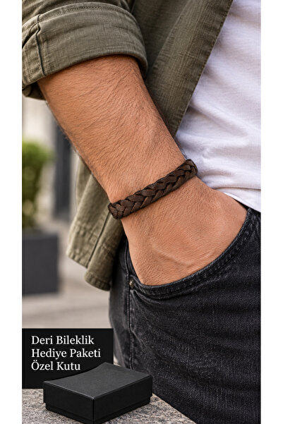HER ŞEY NOTA www.herseynota.com Cortesso Walnut Brown Leather Men's Bracelet ...