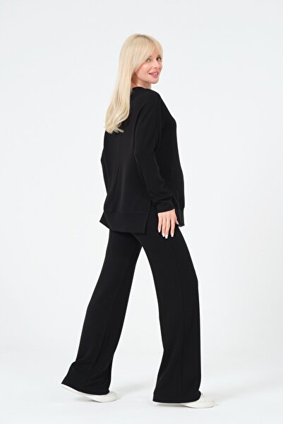 BUSA Maternity Side Slit Long Sleeve High Waist Wide Leg Soft Touch Tracksuit...