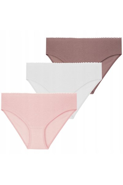MORAJ 3x Chiloți bikini de damă din bumbac, netezi, multicolori, confortabili...