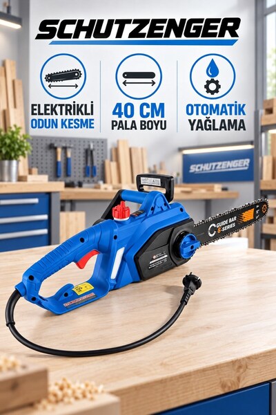 SCHUTZENGER 4200 ELEKTRİKLİ AĞAÇ ODUN KESME MOTORU 40cm PALA HIZAR MOTORU OTO...