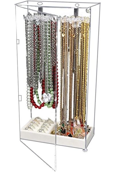 Paporich Necklace Holder, Acrylic Jewelry Organizer with 24 Hooks, Rotation C...