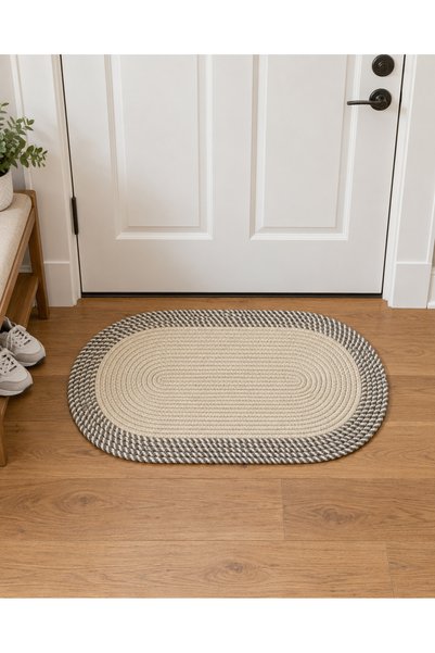 la lune home Oval Jute Door Mat 40X60 cm Knitted Textured Decorative Rug