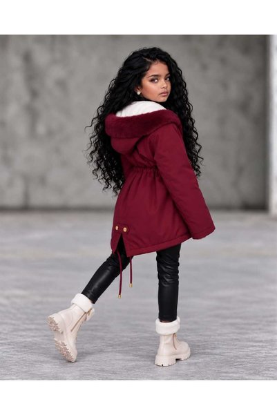 UZUN BUTİK Kids Girls' Coat Waterproof Plush Inside